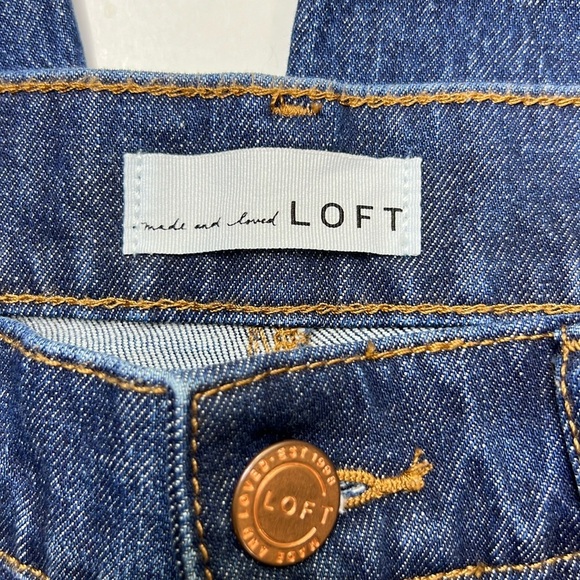 LOFT WOMEN’S HIGH WAIST WIDE LEG MEDIUM WASH RAW HEM CROP JEAN SZ 28/6 - Picture 4 of 7